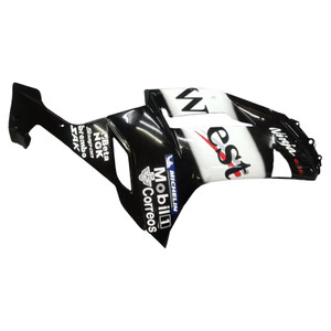 Amotopart Fairings Kawasaki ZX6R ZX636 Black White West Ninja Racing (2007-2008) Customs Fairing
