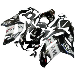 Amotopart Fairings Kawasaki ZX6R ZX636 Black White West Ninja Racing (2007-2008) Customs Fairing