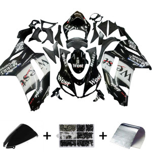 Amotopart Fairings Kawasaki ZX6R ZX636 Black White West Ninja Racing (2007-2008) Customs Fairing