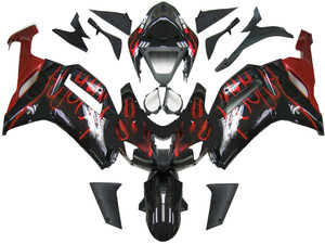 Fairings Kawasaki ZX6R ZX636 Black & Red Flame Ninja ZX6R  Racing  (2007-2008)