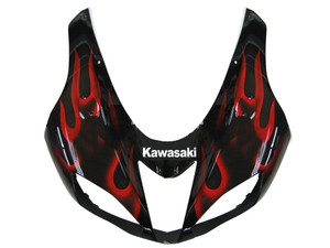 Fairings Kawasaki ZX6R ZX636 Black & Red Flame Ninja ZX6R  Racing  (2007-2008)