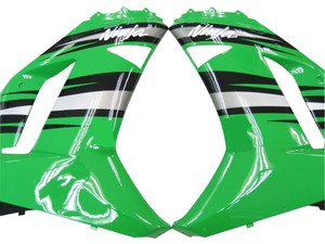Fairings Kawasaki ZX6R ZX636 Green Black Silver  Ninja ZX6R Racing  (2007-2008)