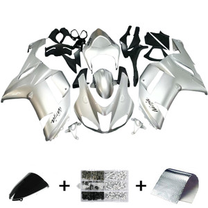 Fairings Kawasaki ZX6R ZX636 Silver Ninja Racing  (2007-2008)