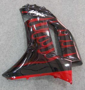 Fairings Kawasaki ZX6R ZX636 Black & Red Flame Ninja Racing  (2007-2008)