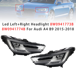 LED Left+Right Headlight 8W0941773B 8W0941774B For Audi A4 B9 2015-2018