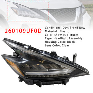 Right LED Head Light 260109UF0D For Nissan Murano 2019-2021