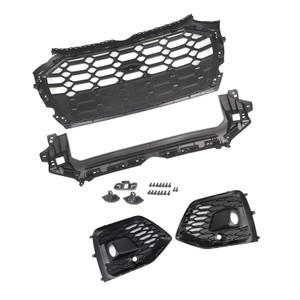 Front Bumper Grille Honeycomb Grille & Fog Light Cover Fit Audi Q5 2021-2025