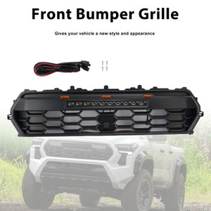 Black Front Bumper Grille Grill Fit Toyota Tacoma 2024+ With Led & Light Bar