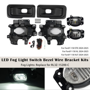 LED Fog Light Switch Bezel Wire Bracket Kits For Ford F150 STX XL XLT 2024-2025