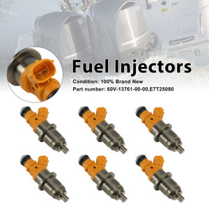 6PC E7T25080 Fuel Injectors 60V-13761-00-00 For Yamaha Outboard 250 300 HP