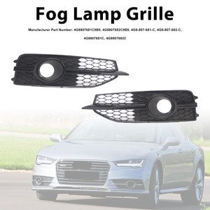 Black Front Bumper Fog Light Grille Cover Bezel Fit Audi S7 A7 S-Line 2012-2015