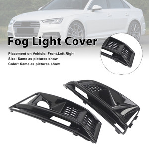 2PCS Black Front Bumper Foglight Grill Grille Fit Audi A4 B9 S4 2016-2019