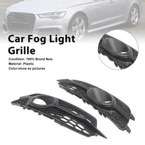 2X Car Front Bumper Fog Light Grilles For Audi A6 C7 S-Line 2012-2014