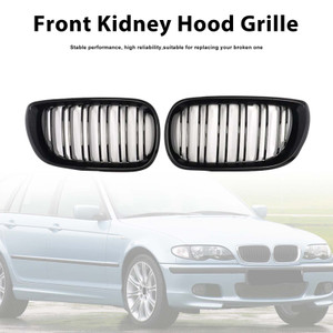Front Kidney Hood Grille Grill For BMW E46 3 Series 4 Door 2002-2005 Gloss Black