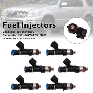 6PC 0280158055 Fuel Injectors 5L2Z9F593CA For Mercury Mountaineer Ford Explorer