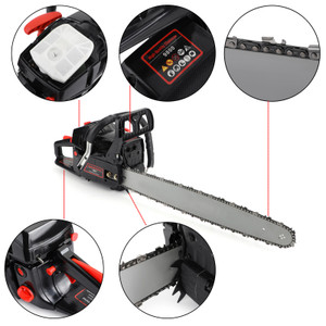 62cc Chainsaw 20" Bar Powered Engine 2 Cycle Gasoline Chain Saw Red