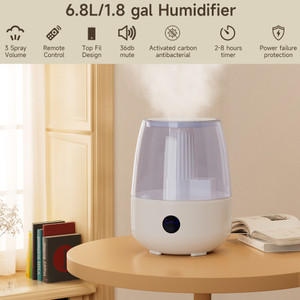 Humidifiers for Bedroom Large Room Home (6.8L) Cool Mist Top Fill Essential Oil Diffuser for Baby & Plants&Pet  Large capacity With remote control
