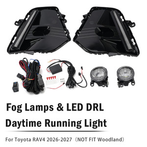 Fog Lamps & LED DRL Daytime Running Light Set For Toyota RAV4 2026-2027