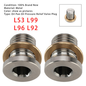2PCS Oil Pan Oil Pressure Relief Valve Plug For Gen IV LS 2007-2013 LS3 L99 L96
