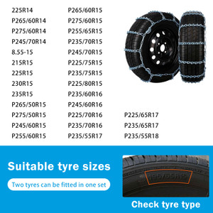 2 Pack V-Bar Tire Chains for Car SUV 14" to 18" Tire Snow Ice Traction