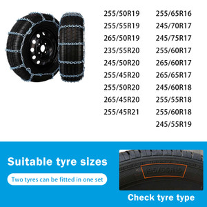 2 Pack V-Bar Tire Chains for Car SUV 16" to 21" Tire Snow Ice Traction