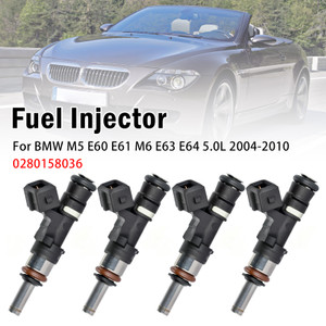 4Pcs Fuel Injector For BMW M5 E60 E61 M6 E63 E64 5.0L 2004-2010 0280158036