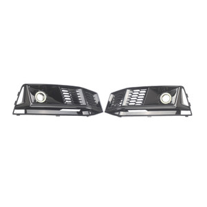 2PCS Black Front Bumper Foglight Grille Grill Fit Audi A4 S4 B9 2016-2019