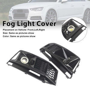 2PCS Black Front Bumper Foglight Grille Grill Fit Audi A4 S4 B9 2016-2019