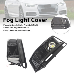 2PCS Black Front Bumper Foglight Grille Grill Fit Audi A4 S4 B9 2016-2019