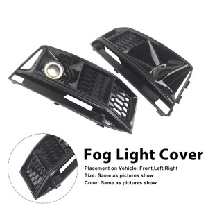 2PCS Black Front Bumper Foglight Grille Grill Fit Audi A4 S4 B9 2016-2019