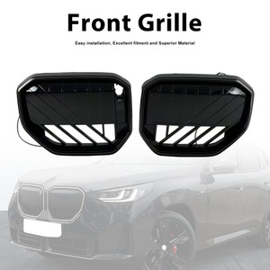 Black Front Bumper Grill Grille Fit BMW X3 G45 2025+ W/LED Light