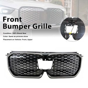 Black Front Bumper Grill Grille Fit BMW iX1 U11 2023-2025 W/LED Light