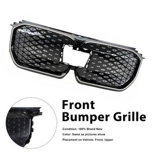 Black Front Bumper Grill Grille Fit BMW iX1 U11 2023-2025 W/LED Light