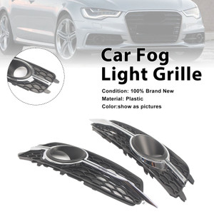 2PCS Car Front Bumper Fog Light Grille For Audi A6 C7 S-Line 2012-2014