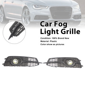 2PCS Car Front Bumper Fog Light Grille For Audi A6 C7 S-Line 2012-2014 W/LED