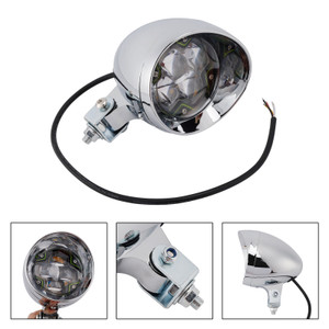 Motorcycle Beam Headlight Fog Lamp Custom Chrome Fits For Racer Bobber Chopper