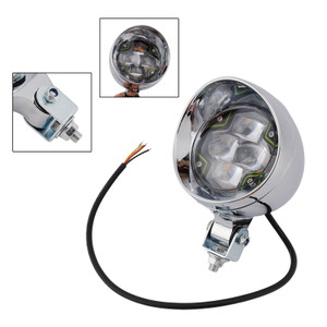 Motorcycle Beam Headlight Fog Lamp Custom Chrome Fits For Racer Bobber Chopper