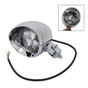 Motorcycle Beam Headlight Fog Lamp Custom Chrome Fits For Racer Bobber Chopper