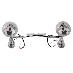 Motorcycle Beam Fog Lamp Custom Chrome W/ Bracket Fits For Racer Bobber Chopper