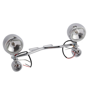 Motorcycle Beam Fog Lamp Custom Chrome W/ Bracket Fits For Racer Bobber Chopper