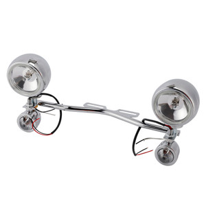 Motorcycle Beam Fog Lamp Custom Chrome W/ Bracket Fits For Racer Bobber Chopper