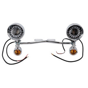 Motorcycle Beam Fog Lamp Custom Chrome W/ Bracket Fits For Racer Bobber Chopper