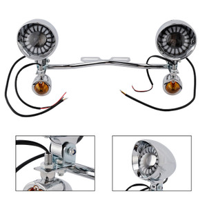 Motorcycle Beam Fog Lamp Custom Chrome W/ Bracket Fits For Racer Bobber Chopper