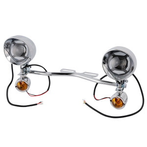 Motorcycle Beam Fog Lamp Custom Chrome W/ Bracket Fits For Racer Bobber Chopper