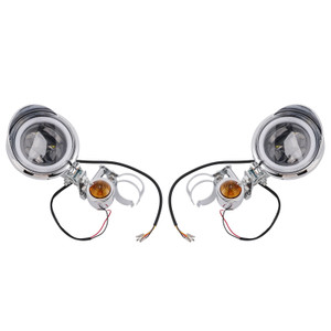 Motorcycle Beam Fog Lamp Custom Chrome W/ Bracket Fits For Racer Bobber Chopper