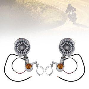 Motorcycle Beam Fog Lamp Custom Chrome W/ Bracket Fits For Racer Bobber Chopper
