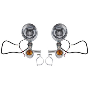 Motorcycle Beam Fog Lamp Custom Chrome W/ Bracket Fits For Racer Bobber Chopper