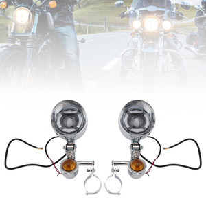 Motorcycle Beam Fog Lamp Custom Chrome W/ Bracket Fits For Racer Bobber Chopper