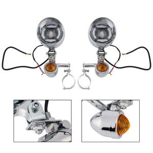 Motorcycle Beam Fog Lamp Custom Chrome W/ Bracket Fits For Racer Bobber Chopper