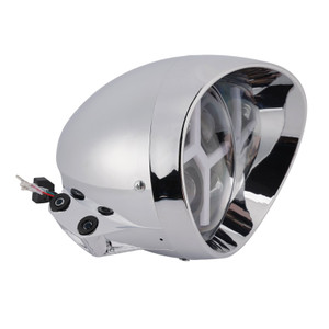 40W 5.75" Beam Headlight Fog Lamp Custom 4000Lm Chrome Fits For Racer Bobber